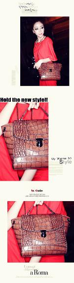 หมดค่ะกระเป๋าแบรนด์ Maomao รุ่น m01-160 สีน้ำตาล เป็นกระเป๋าถือ กระเป๋าสะพาย หนังเป็นลายจระเข้ ดูหรุ