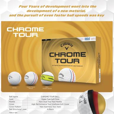 Chrome Tour Golf Balls White Crome Tour ออกแบบมาเพื่อประสิทธิภาพระดับทัวร์ที่เหนือกว่า ด้วยเทคโนโลย