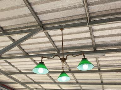 Hanging Lamp 3 arm green shade 