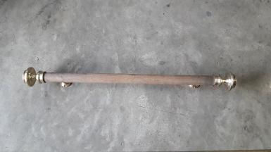 Brass door handle with teak wood item code AC20MP. Size60 cm.P38mm.